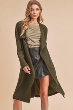 Rosalie Olive Open-Front Coat
