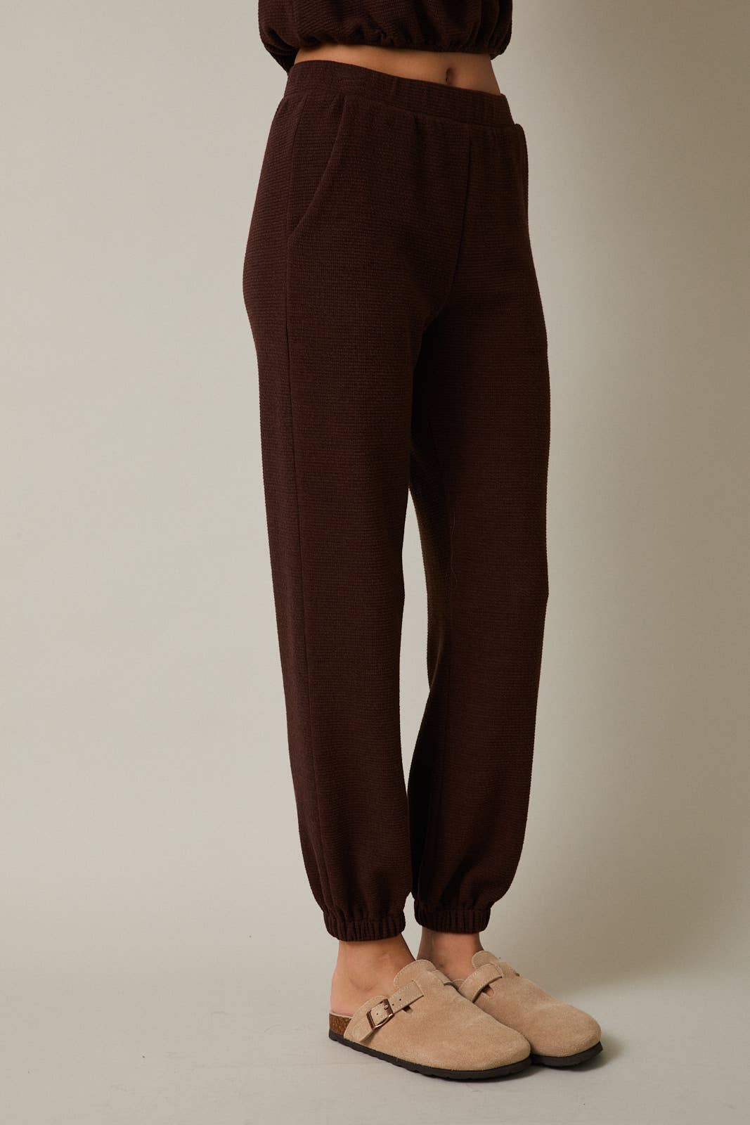 Elastic Waistband Jogger Pants - Tapered Athleisure Pants