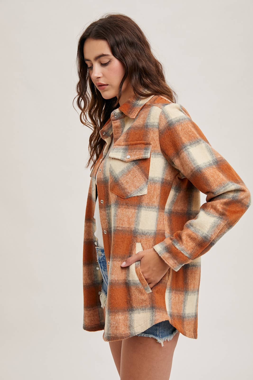 PUMPKIN FLANNEL SHACKET W/ POCKETS