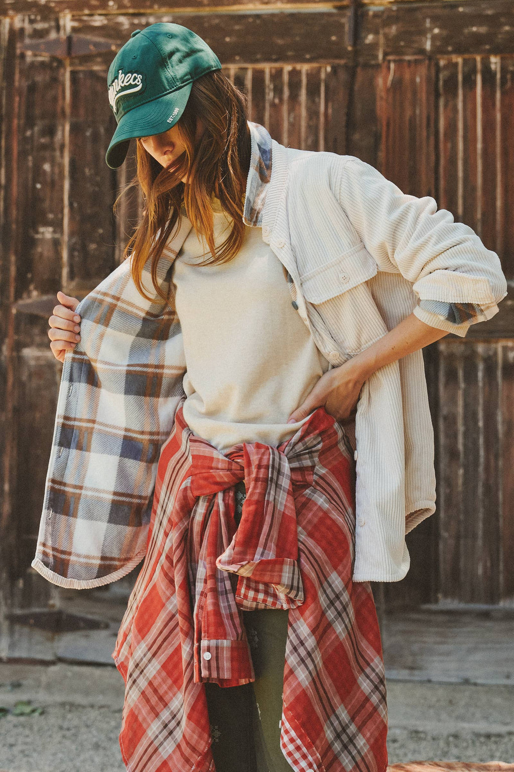 Plaid Lined Corduroy Shacket