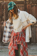 Plaid Lined Corduroy Shacket