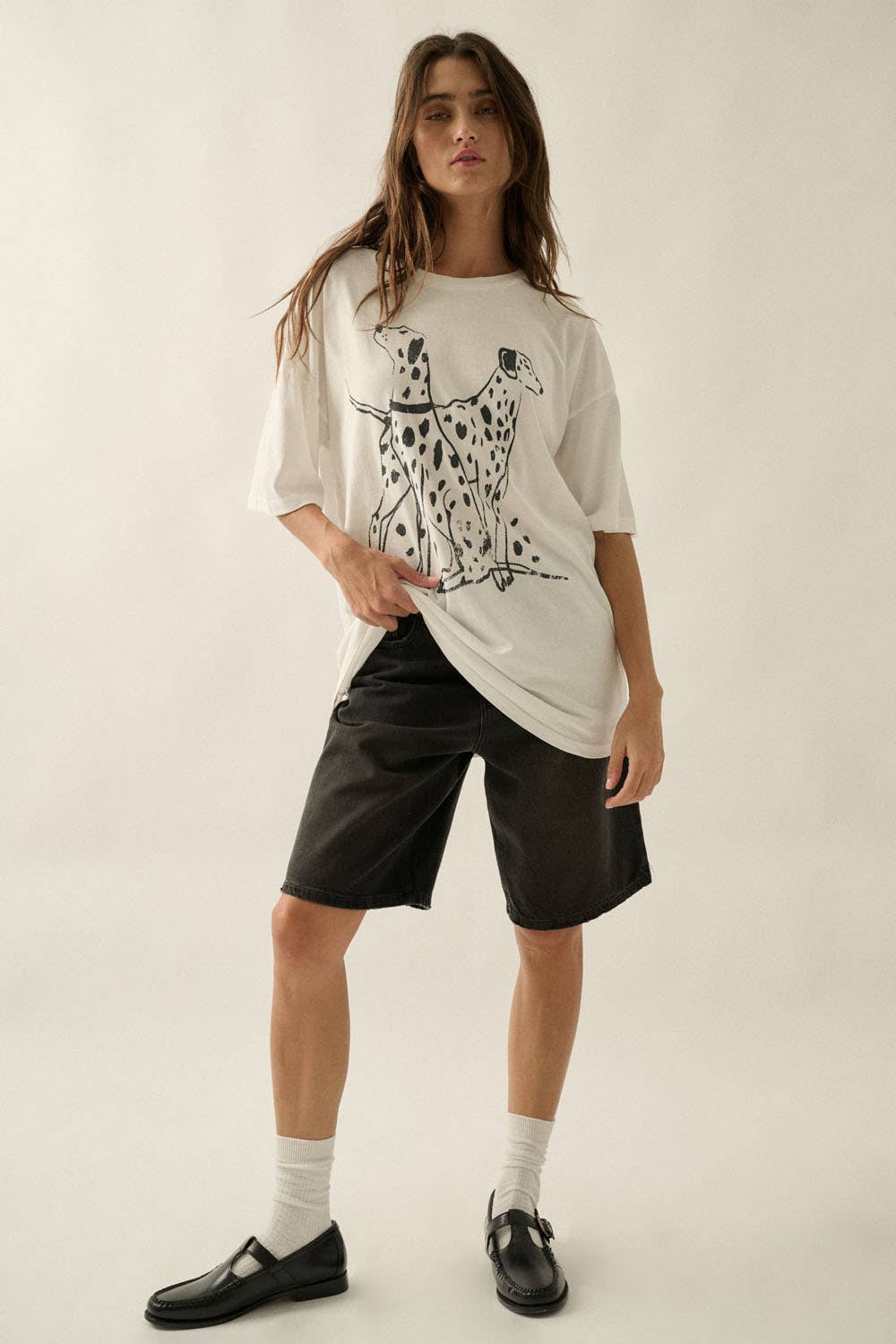 Dalmatians Garment-Washed Oversized Graphic Tee