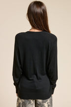 Deep V Split Hem Knit Cardigan - color options