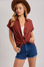 ESSENTIAL BUTTON UP COTTON SHIRT ( color options)