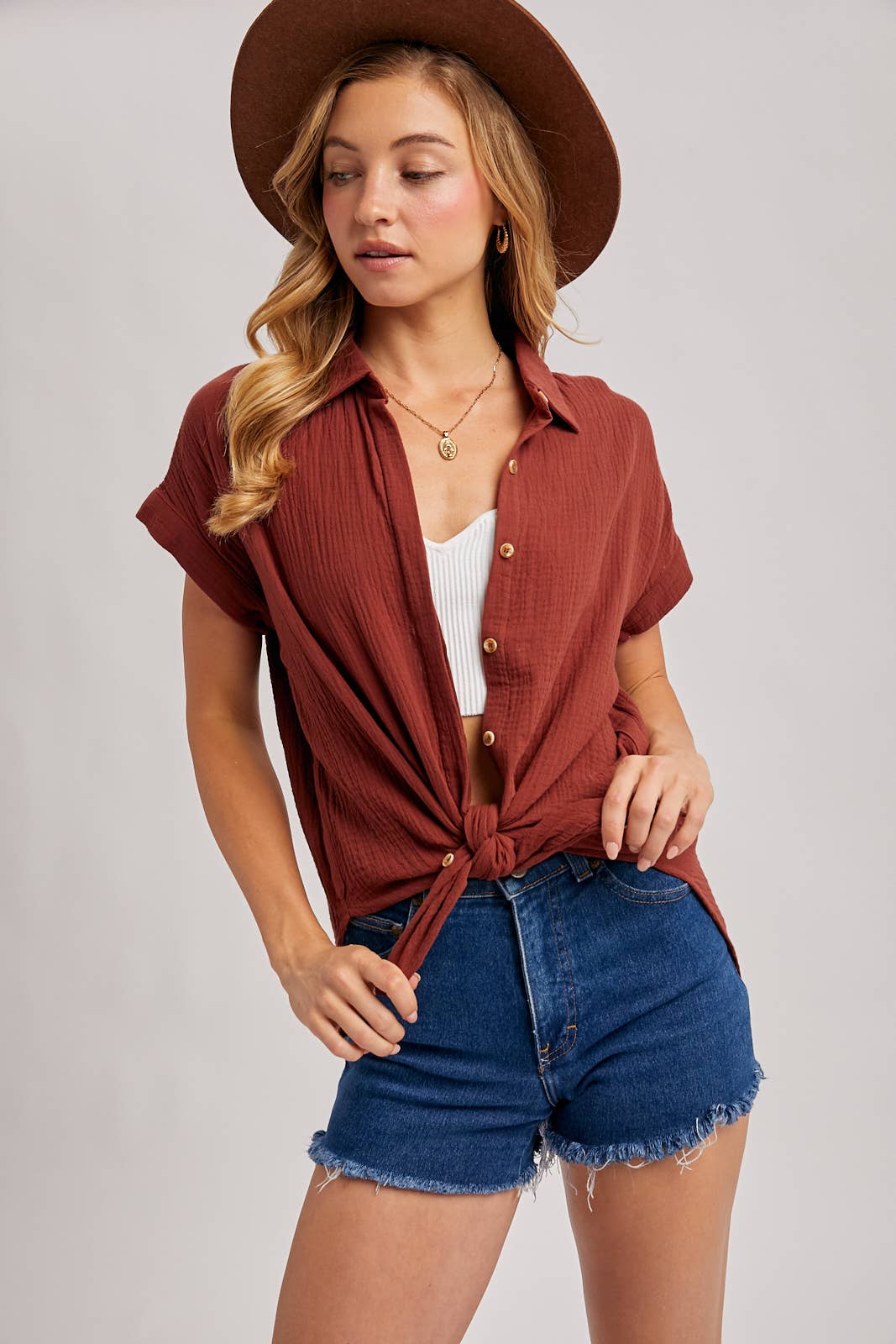 ESSENTIAL BUTTON UP COTTON SHIRT ( color options)