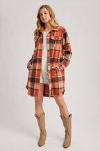 FLANNEL PLAID LONGLINE SHACKET