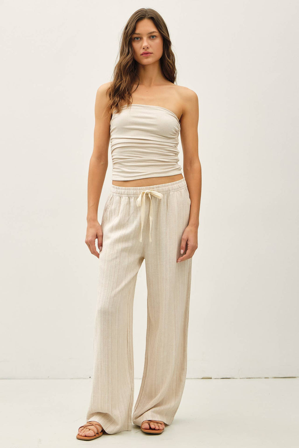 Striped Linen Wide Leg Pants – 29" Inseam - multiple colors available