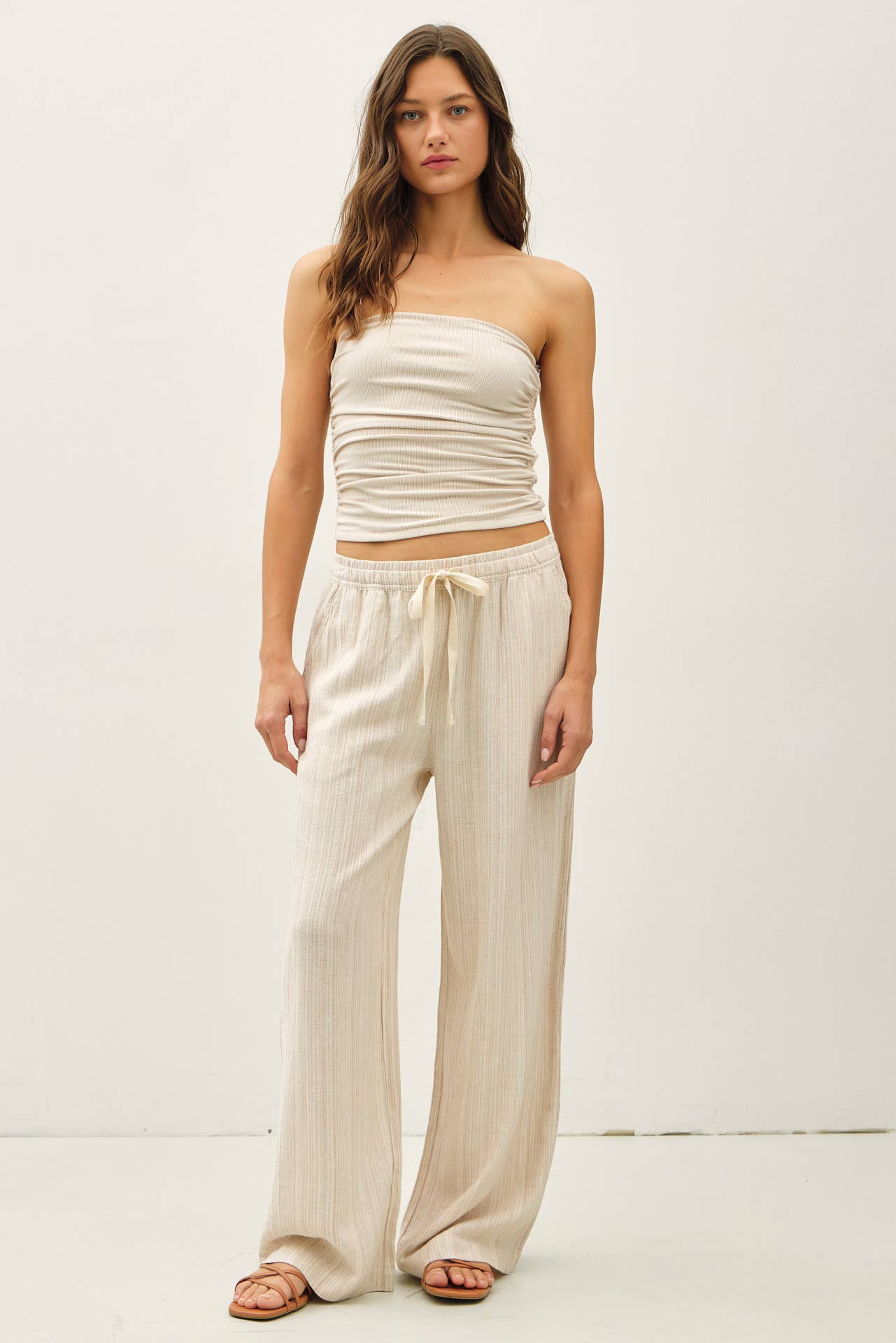 Striped Linen Wide Leg Pants – 29" Inseam - multiple colors available
