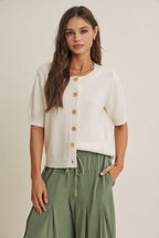 Weekend Coffee Cotton Cardigan – Ivory
