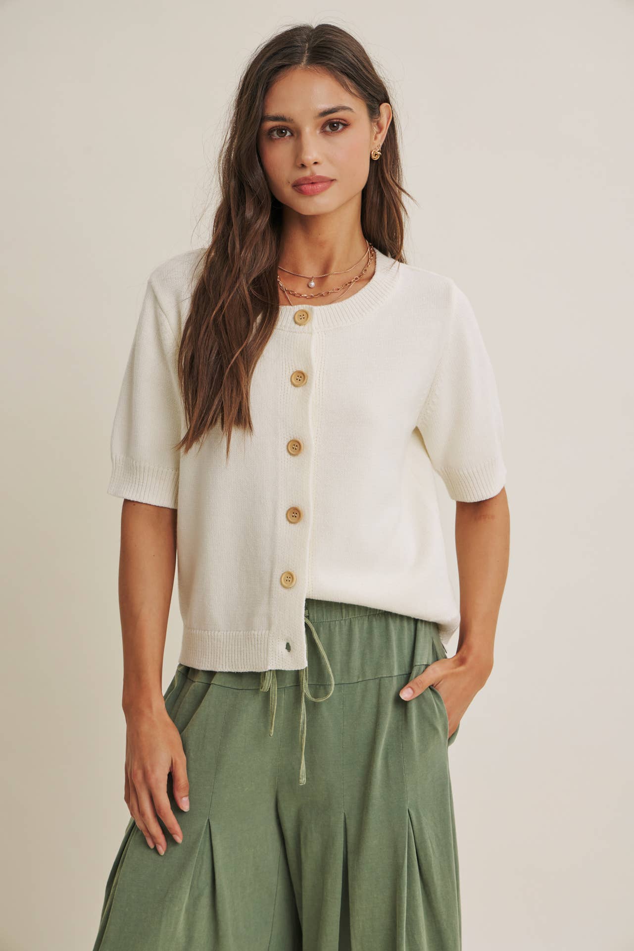 Weekend Coffee Cotton Cardigan – Ivory