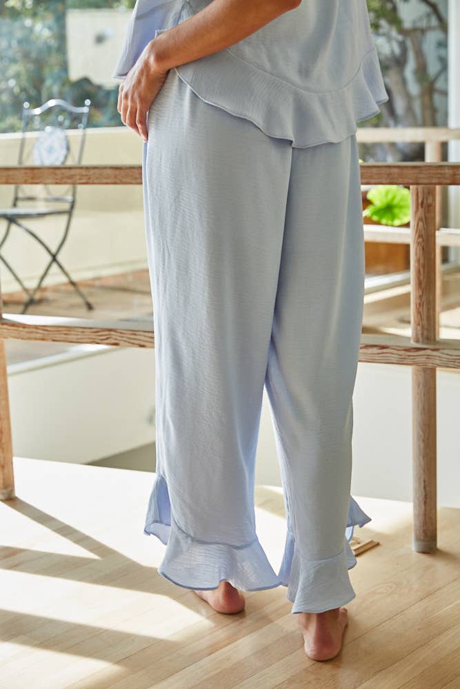 Light Blue Woven Wide Leg Pants