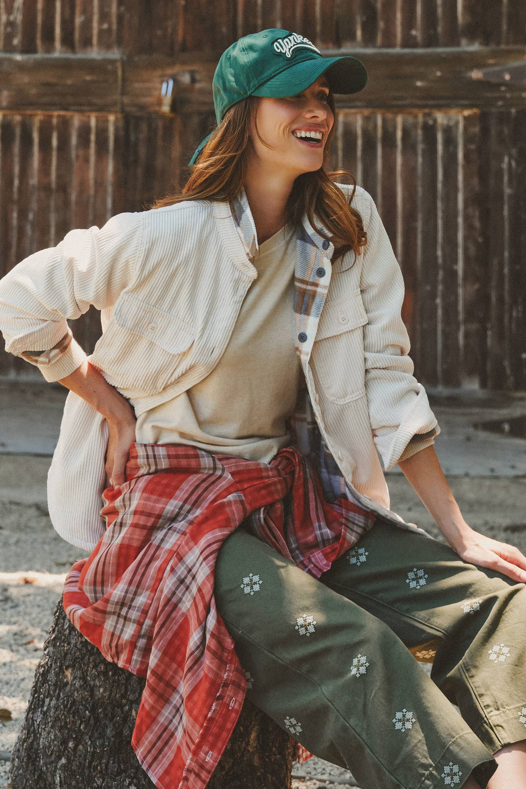 Plaid Lined Corduroy Shacket