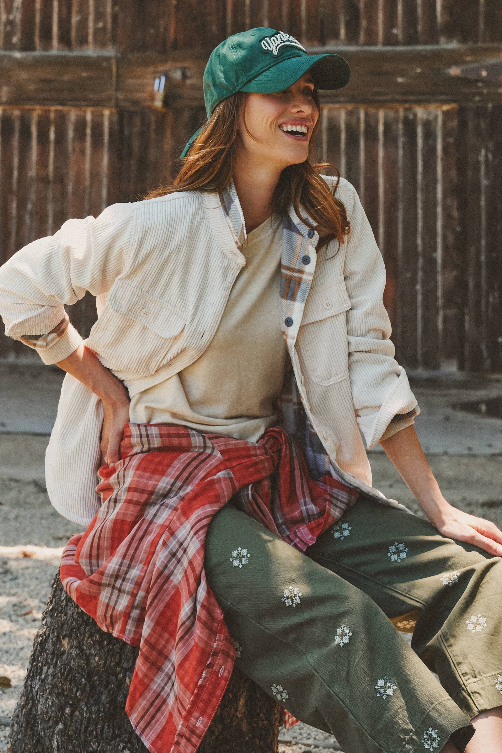 Plaid Lined Corduroy Shacket