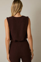 Round Neck Sleeveless Bubble Hem Top - Relaxed Tank