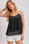 Boho Lace Trimmed V-Neck Cami Top