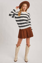 INNER TANK TOP FUZZY STRIPED KNIT SWEATER
