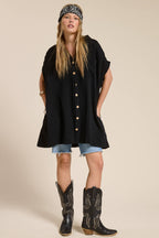 Cotton Gauze Button Down Shirt Dress