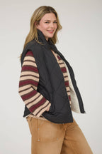 QUILTED ZIP UP FLEECE LINED PUFFER VEST