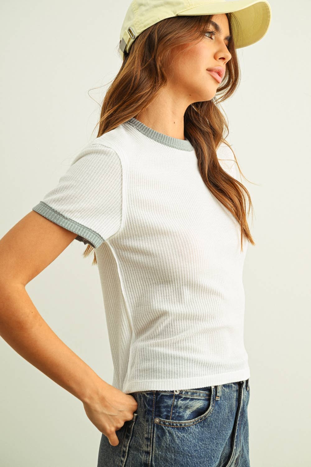 Color Combo Waffle Fabric Top ( two colors )