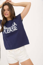 "MIMOSA PLEASE" SHORT SLEEVE PULLOVER SWEATER