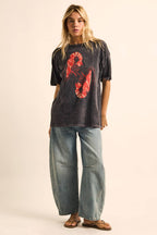Crawfish Vintage-Wash Oversized Graphic Tee