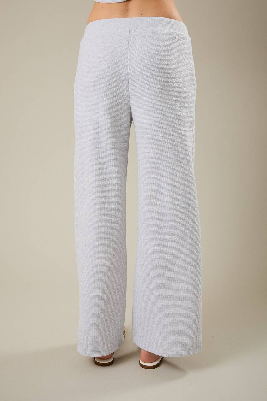 Mid Rise Drawstring Wide Leg Pants - Elastic Waist Palazzo