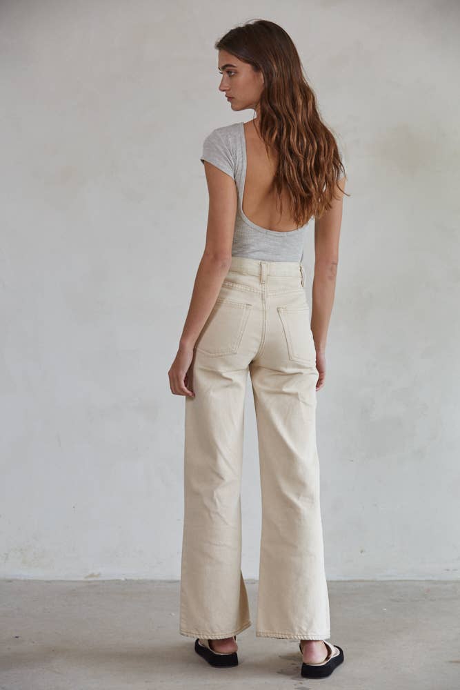 Knit Ribbed Short Sleeve Open Back Bodysuit
