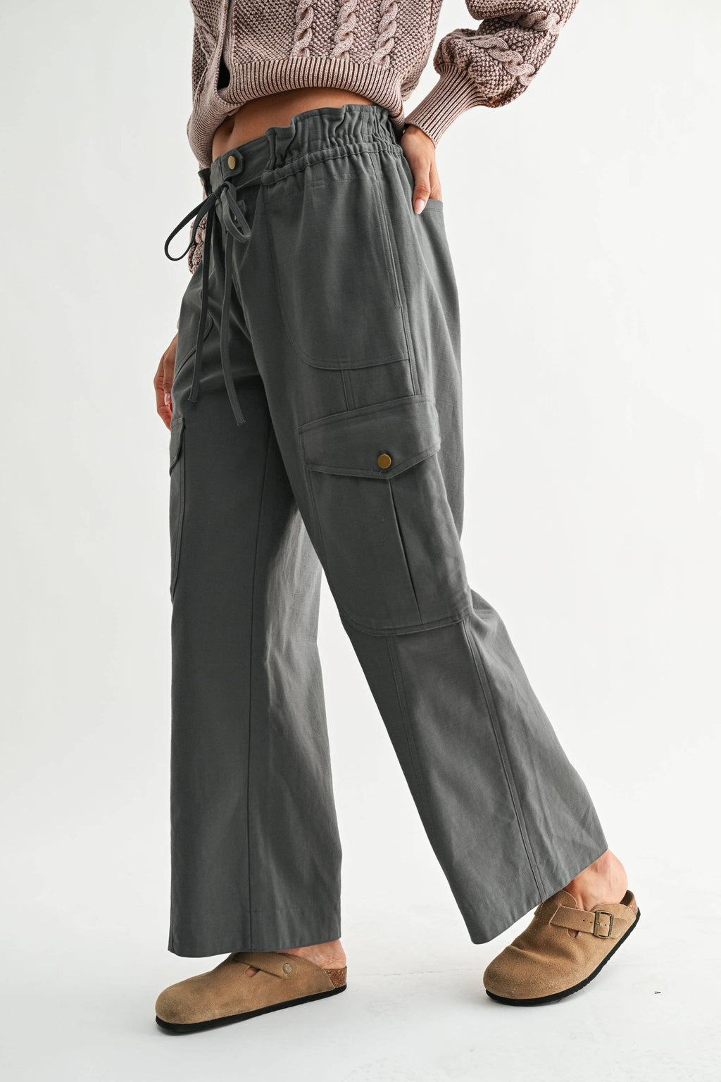 Wide-Leg Cargo Utility Trousers