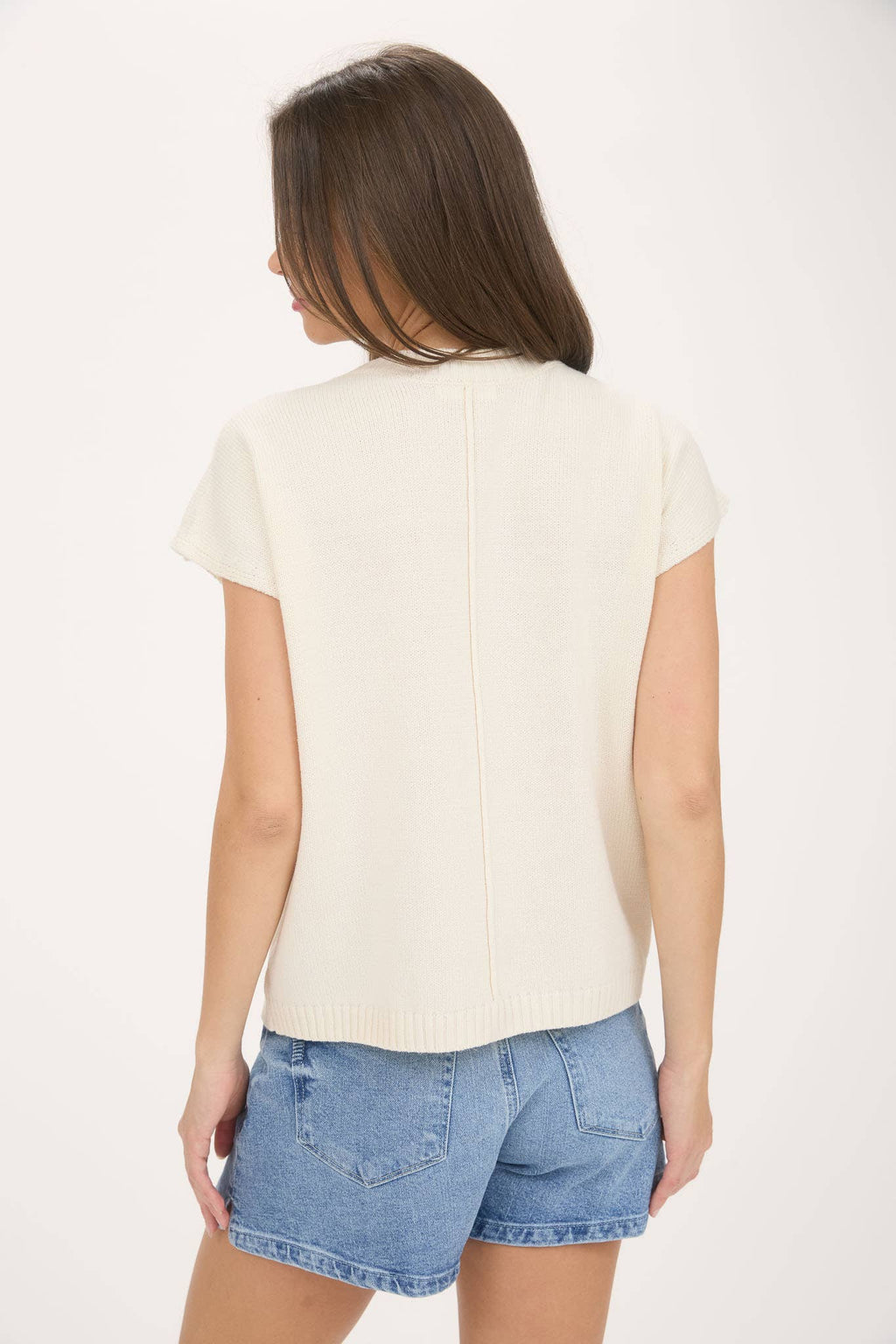 "MIMOSA PLEASE" SHORT SLEEVE PULLOVER SWEATER