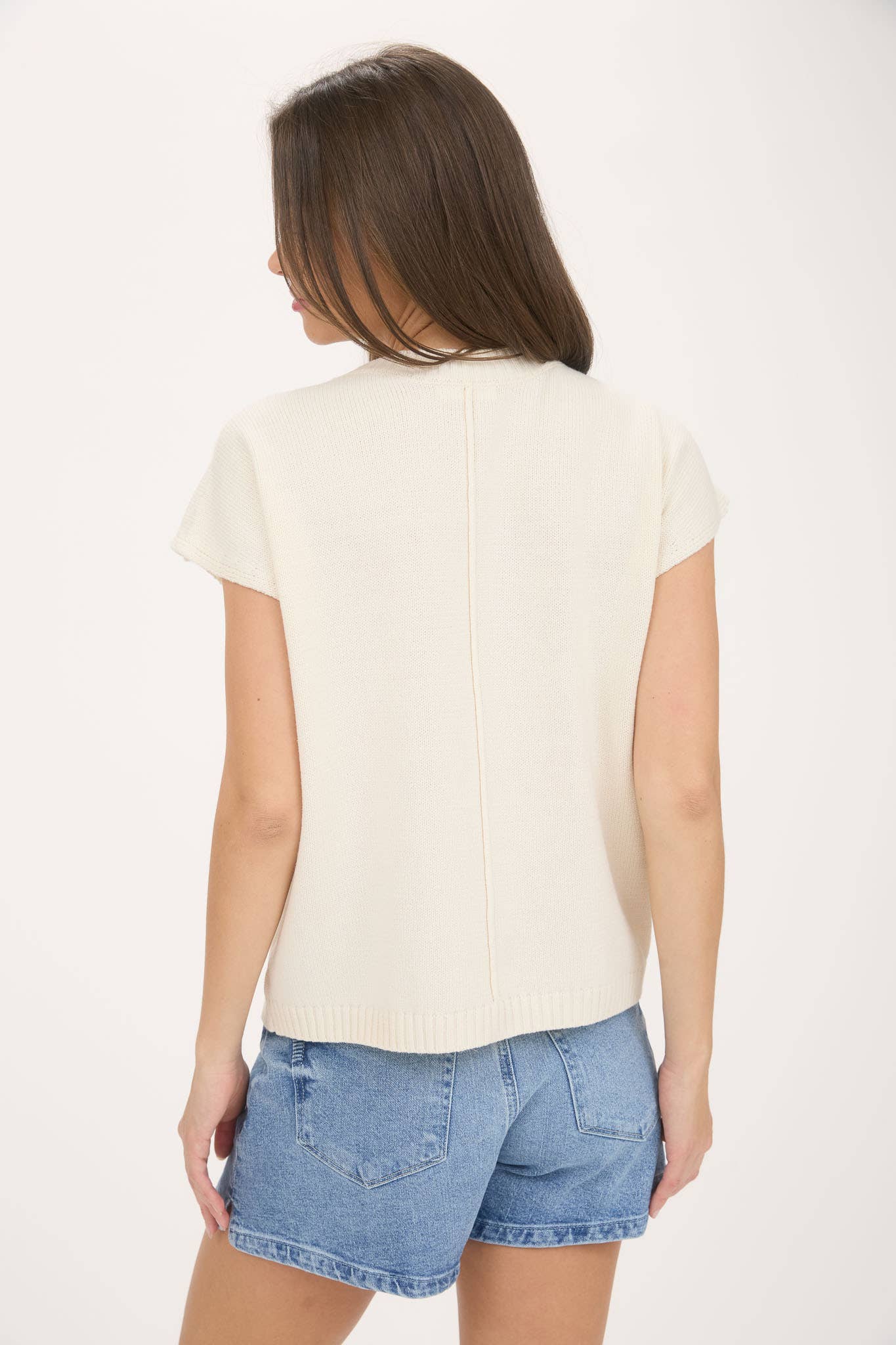 "MIMOSA PLEASE" SHORT SLEEVE PULLOVER SWEATER
