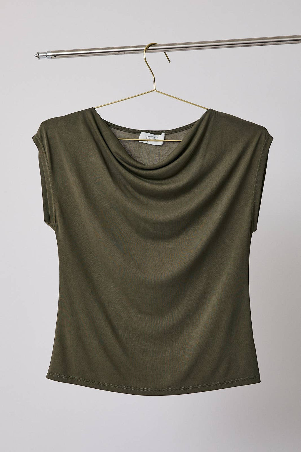 Cowl Neck Cap Sleeve Top - Draped Neckline Blouse