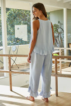 Light Blue Woven Sleeveless Top
