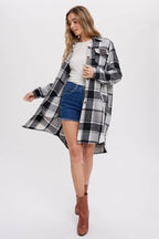 FLANNEL PLAID LONGLINE SHACKET