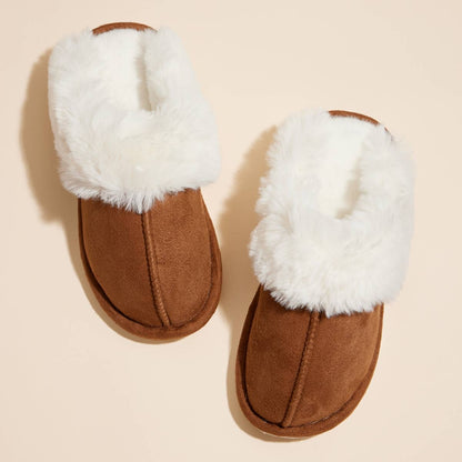 Sherpa Fur Trimmed Home Slippers