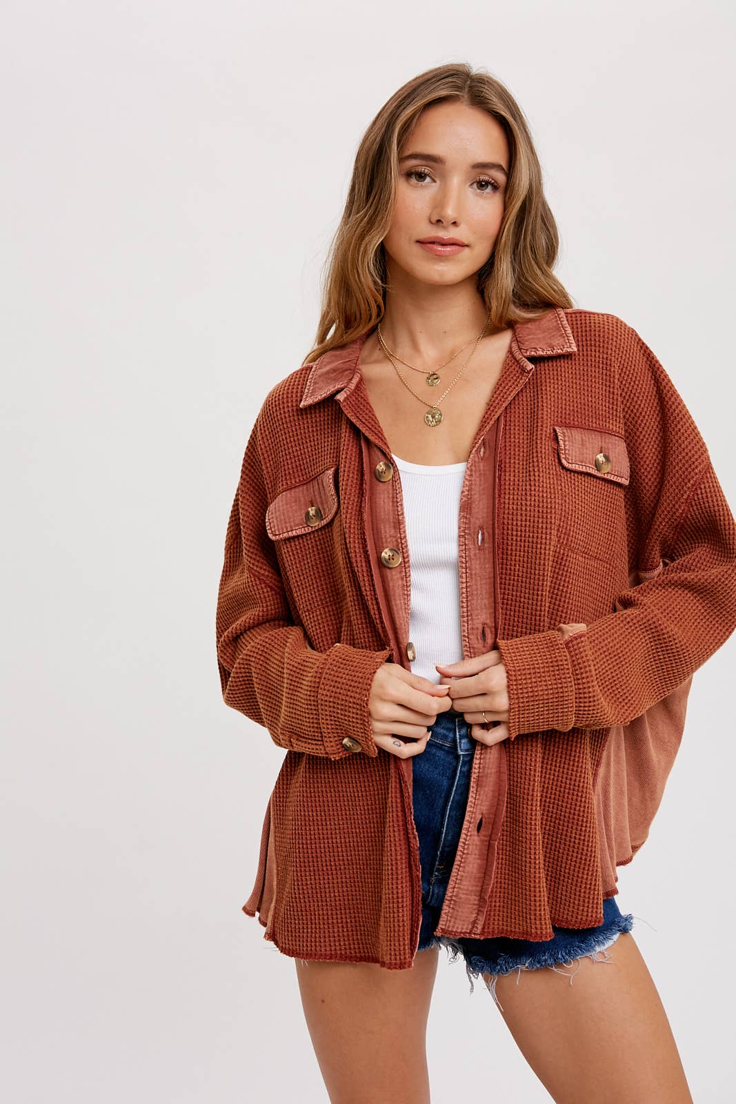 SLOUCHY WAFFLE KNIT JACKET