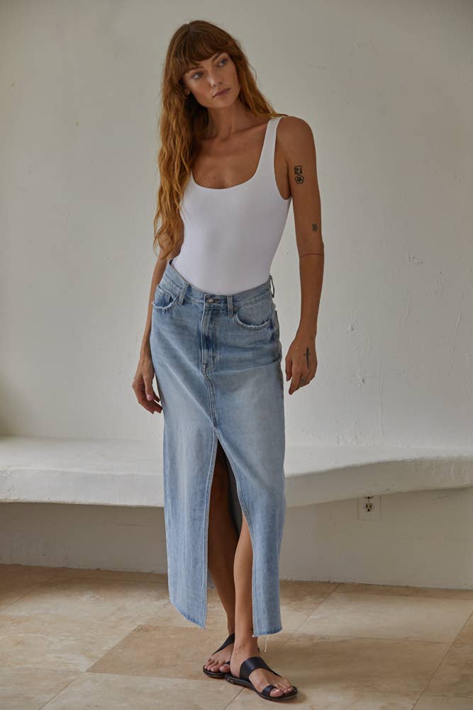 Ribbed Seamless Double Layered Square Bodysuit