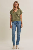 Multi-Way Cotton Button-Down Sweater Vest