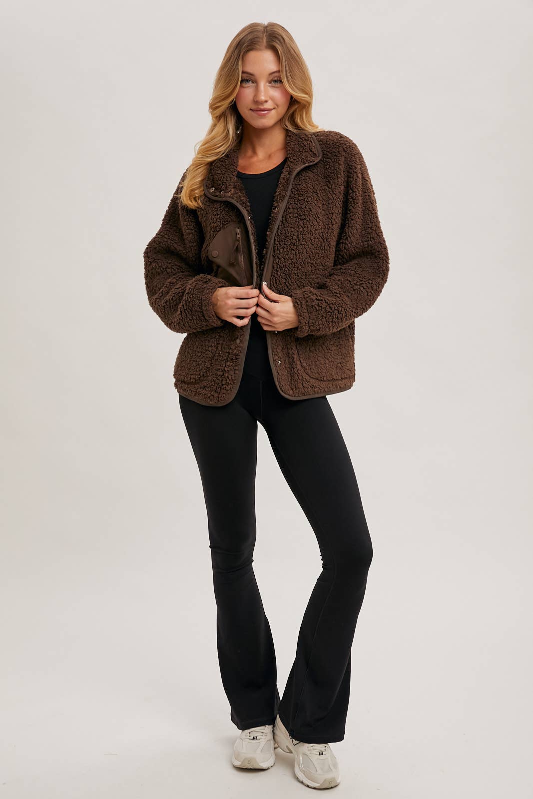 BUTTON DOWN FLEECE SHERPA JACKET