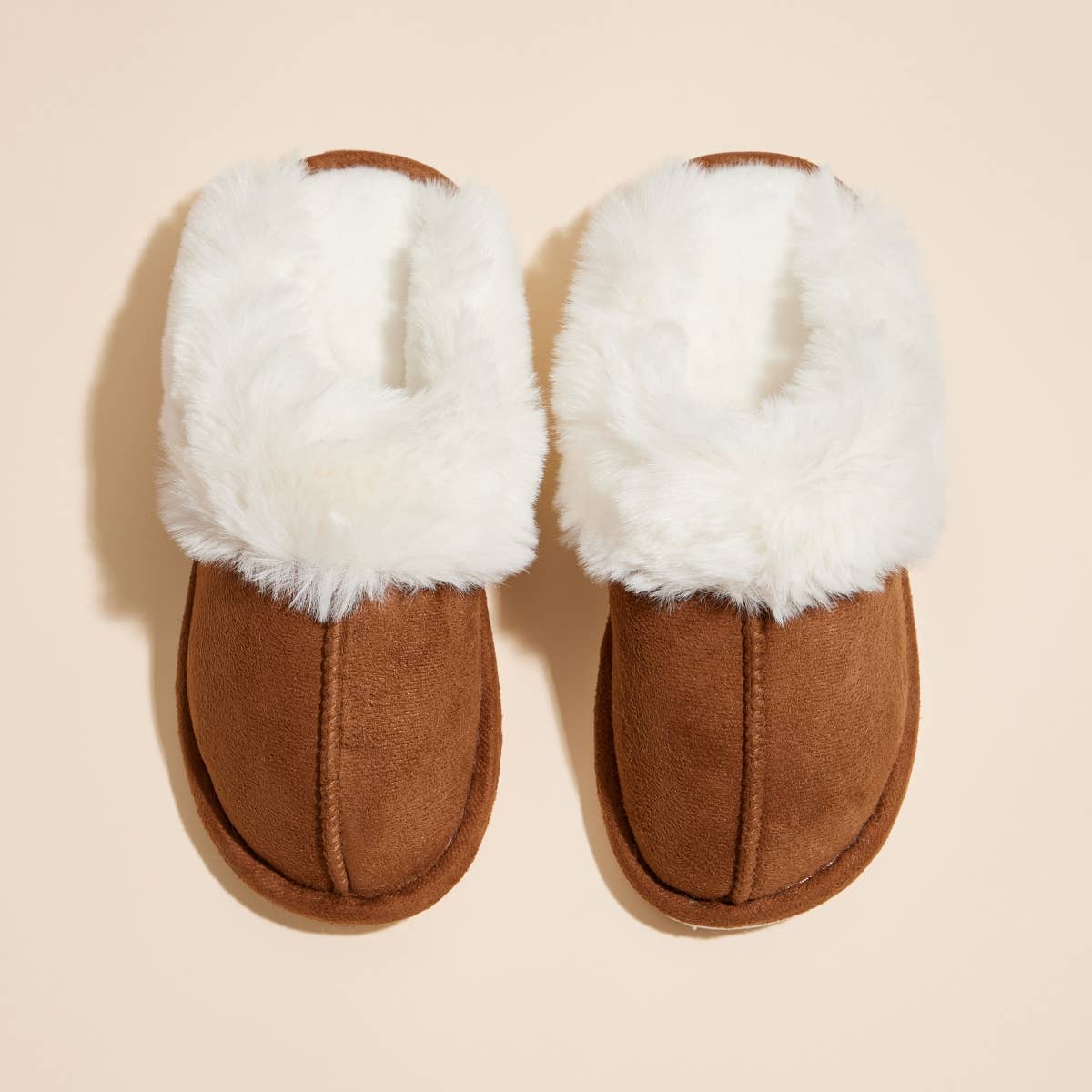 Sherpa Fur Trimmed Home Slippers