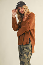 OVERSIZED V NECK SWEATER TOP
