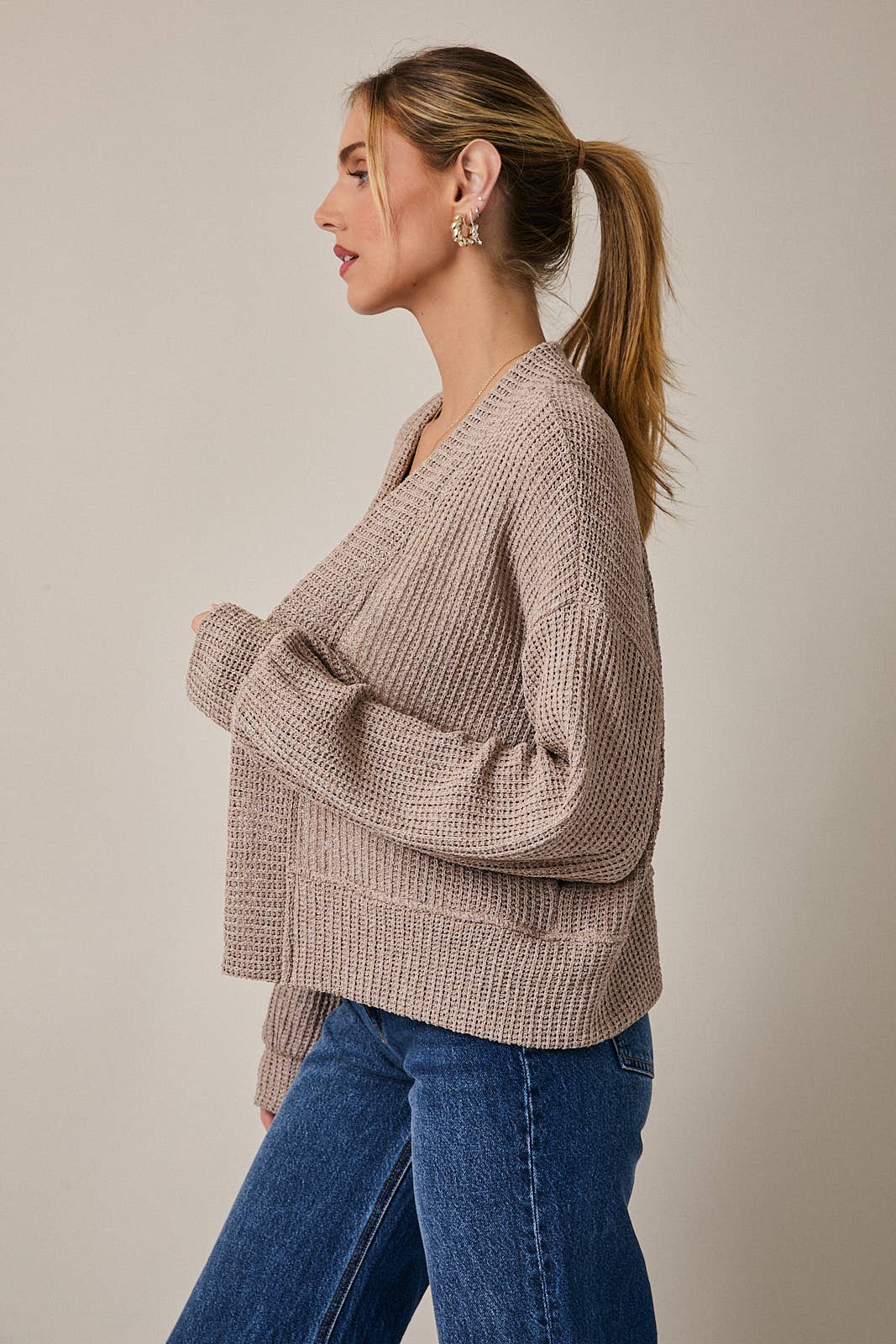 Long Sleeve Cropped Cardigan – Oatmeal
