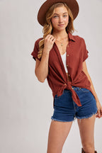 ESSENTIAL BUTTON UP COTTON SHIRT ( color options)