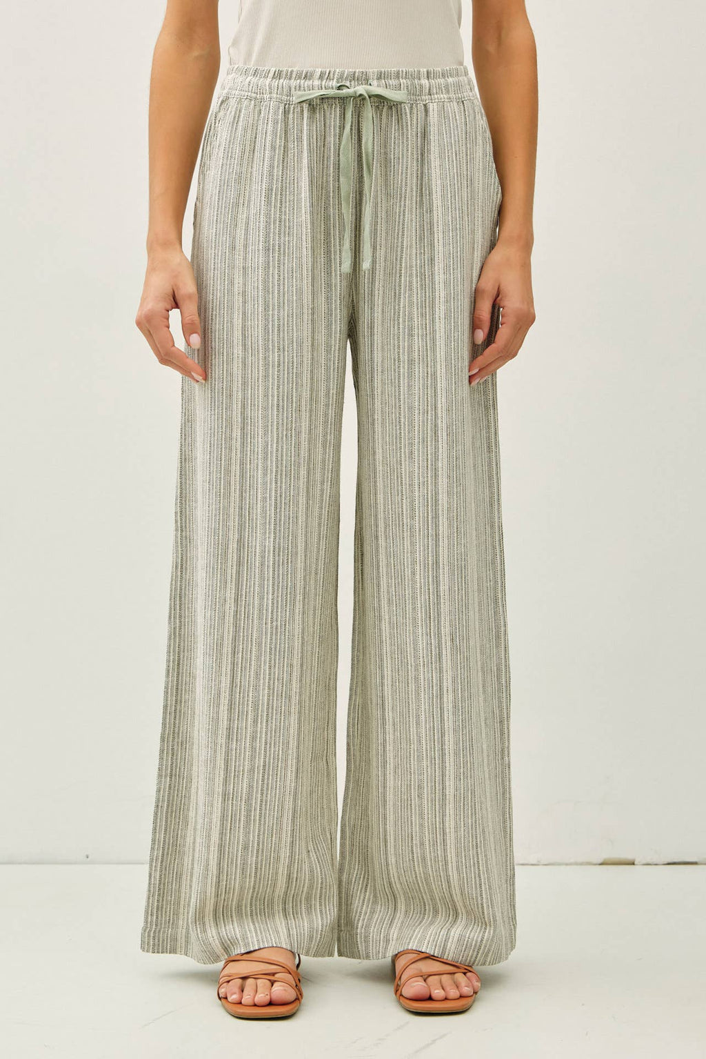 Striped Linen Wide Leg Pants – 29" Inseam - multiple colors available
