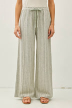 Striped Linen Wide Leg Pants – 29" Inseam - multiple colors available