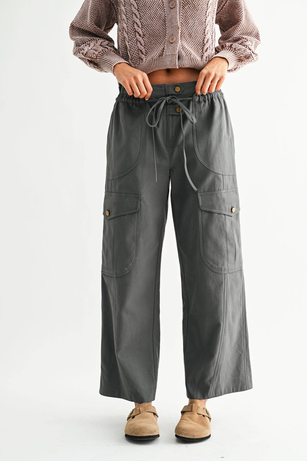Wide-Leg Cargo Utility Trousers