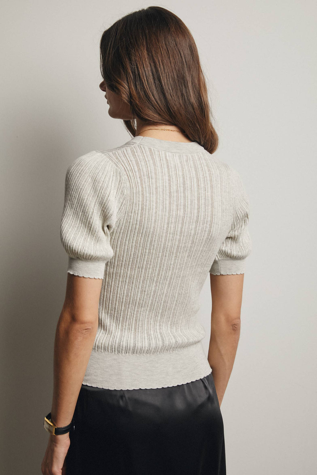 Textured Knit Puff Sleeve Top