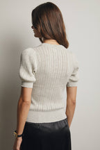 Textured Knit Puff Sleeve Top