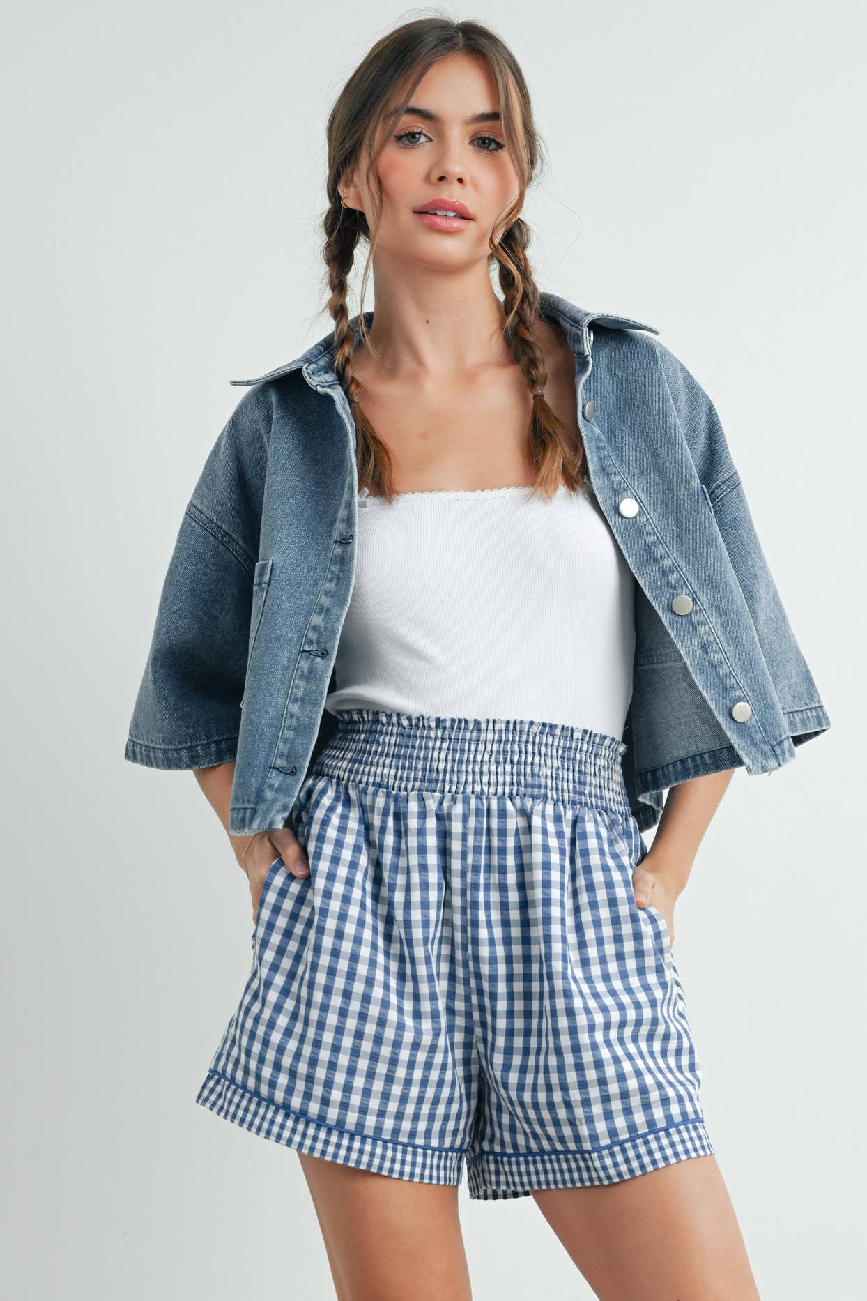 Button Front Cropped Shirt