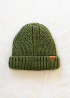 Olive Chunky Knit Beanie
