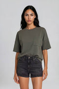 Crew Neck Short Sleeve Pocketed Scuba Top